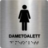 Taktile skilter - Dametoalett - Børstet Alu Panel