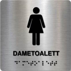 Taktile skilter - Dametoalett - Børstet Alu Panel