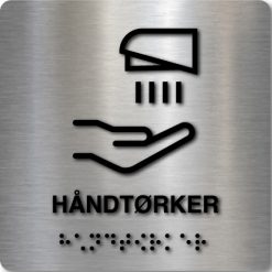 Taktilt skilt - Håndtørker - Børstet Alu Panel