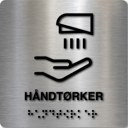 Taktilt skilt - Håndtørker - Børstet Alu Panel