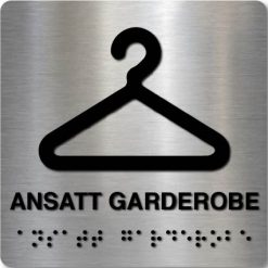 Taktile skilter - Ansatt Garderobe - Børstet Alu Panel