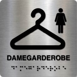 Taktile skilter - Damegarderobe - Børstet Alu Panel