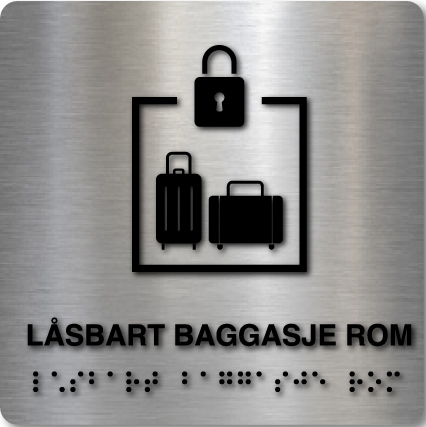 Taktilt skilt - Låsbart Baggasje Rom - Børstet Alu Panel