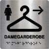 Taktile skilter - Damegarderobe med Pil Høyre - Børstet Alu Panel