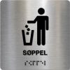 Taktilt skilt - Søppel - Børstet Alu Panel