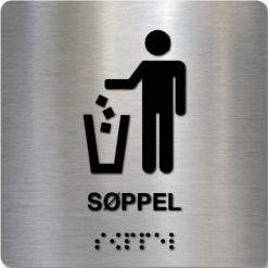 Taktilt skilt - Søppel - Børstet Alu Panel