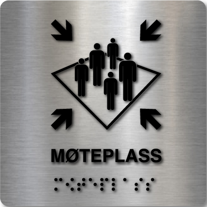 Taktilt skilt - Møteplass - Børstet Alu Panel