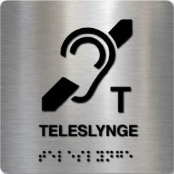 Taktilt skilt - Teleslynge - Børstet Alu Panel