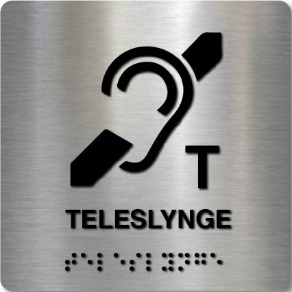 Taktilt skilt - Teleslynge - Børstet Alu Panel
