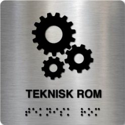 Taktilt skilt - Teknisk Rom - Børstet Alu Panel