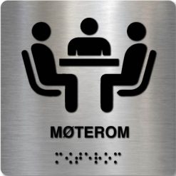 Taktilt skilt - Møterom - Børstet Alu Panel