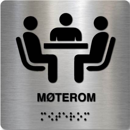 Taktilt skilt - Møterom - Børstet Alu Panel