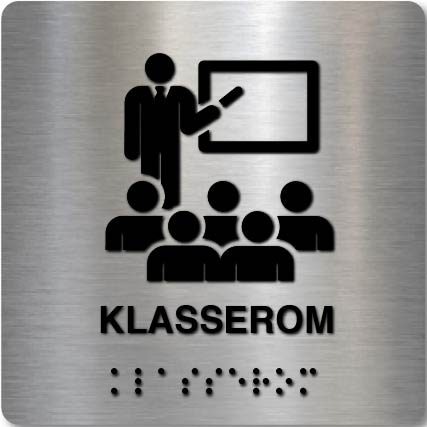Taktilt skilt - Klasserom - Børstet Alu Panel