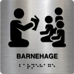 Taktilt skilt - Barnehage - Børstet Alu Panel