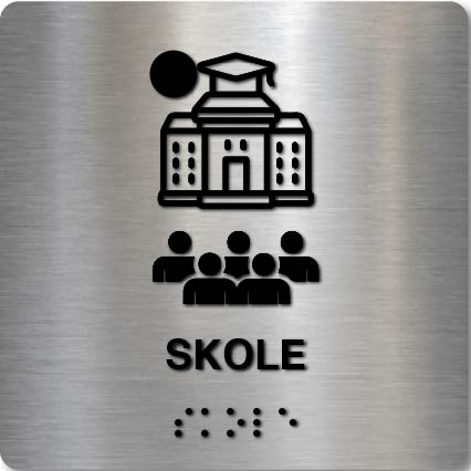 Taktilt skilt - Skole - Børstet Alu Panel