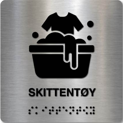 Taktilt skilt - Skittentøy - Børstet Alu Panel