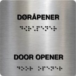 Taktilt skilt - Døråpner - Børstet Alu Panel