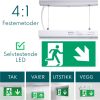 LED lysende nød- og rømningsskilt for tak, vegg eller utstikk - pil høyre ned