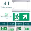 led lysende nød og rømningsskilt for tak, vegg eller utstikk pil høyre opp