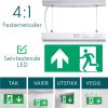led lysende nød og rømningsskilt for tak, vegg eller utstikk pil opp