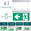 led lysende nød og rømningsskilt for tak, vegg eller utstikk pil venstre