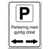 parkering med oblat skilt pil venstre og høyre