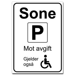sone parkering mot avgift gjelder også hc