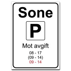Sone mot avgift - Klokkeslett mandag til søndag