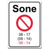 Sone rødt symbol -Parkeringsforbud til klokkeslett