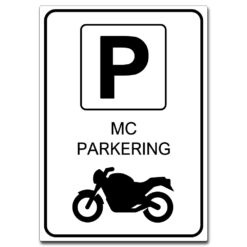 parkering for mc med p hvit