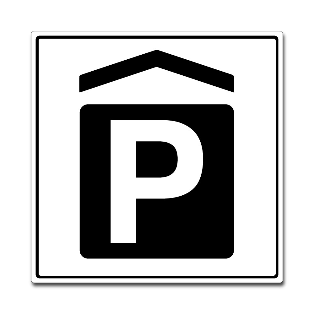 parkeringshus skilt hvit 50x50