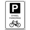 sykkelparkering med mørk p og symbol hvit