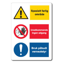 byggeplass kombiskilt spesielt farlig område