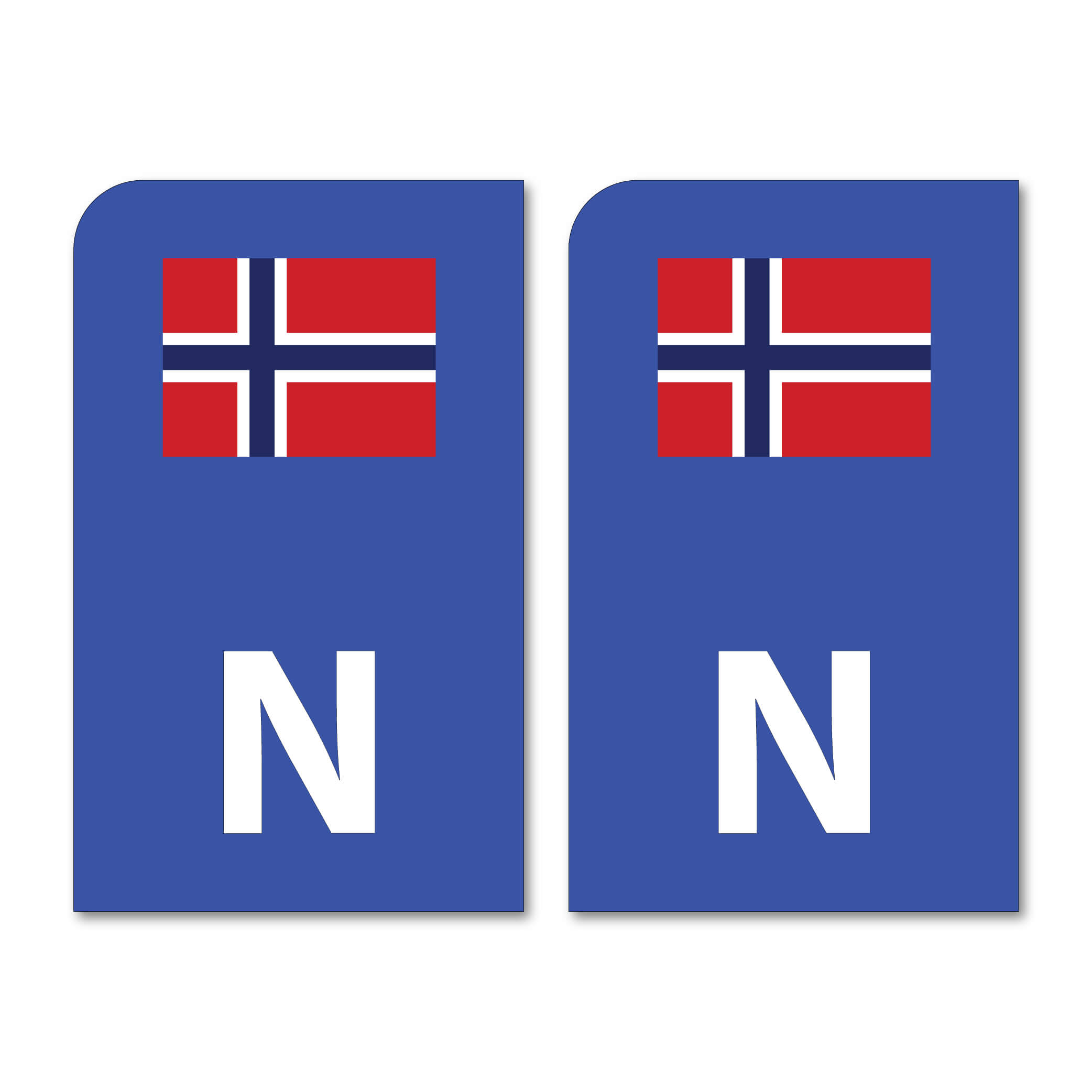 skiltmerker 2 stk blå n merker til mc / atv 40x65mm